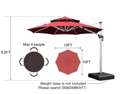 Patio Umbrella Outdoor Round Umbrella Large Cantilever Umbrella Windproof Offset Umbrella Heavy Duty Sun Umbrella