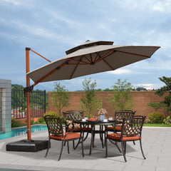 11 FT Double Top Deluxe Sunbrella Round Patio Umbrella Offset Hanging Umbrella Cantilever Umbrella