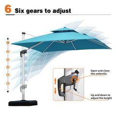 Patio Umbrella Outdoor Square Umbrella Large Cantilever Umbrella Windproof Offset Umbrella Heavy Duty Sun Umbrella