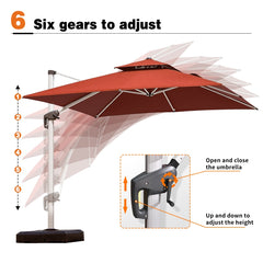 Patio Umbrella Outdoor Square Umbrella Large Cantilever Umbrella Windproof Offset Umbrella Heavy Duty Sun Umbrella