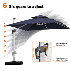 Patio Umbrella Outdoor Square Umbrella Large Cantilever Umbrella Windproof Offset Umbrella Heavy Duty Sun Umbrella